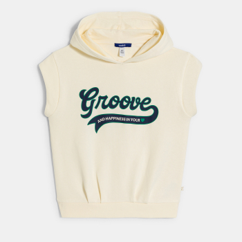 سويت شيرت دون أكمام باللون البني الفاتح للفتيات